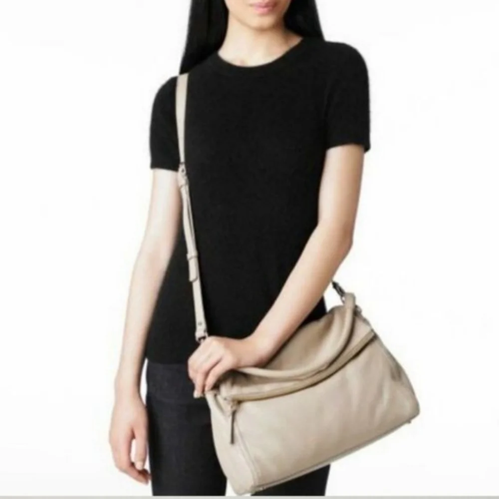 Kate Spade Boerum Place Devin Pebbled Beige Leather Satchel Crossbody Bag